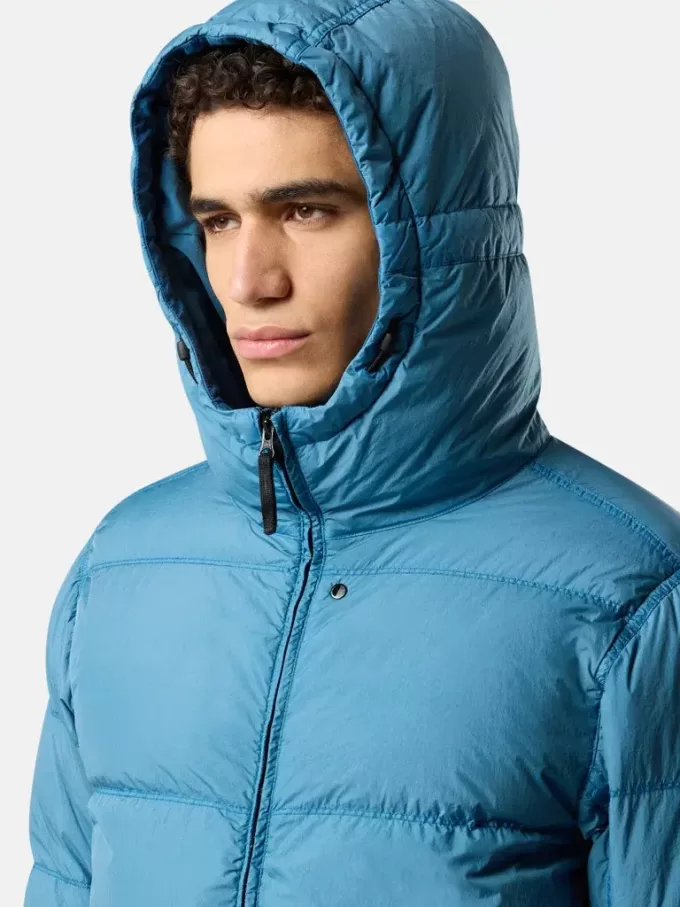 Kapuzen-Daunenjacke mit Windschutz