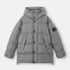 Kapuzenparka aus Daunen mit Windschutz