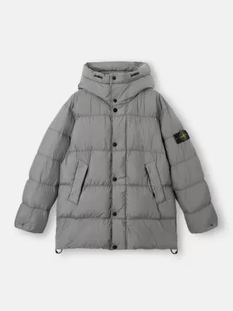 Kapuzenparka aus Daunen mit Windschutz