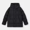 Kapuzenparka aus Daunen mit Windschutz