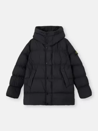 Kapuzenparka aus Daunen mit Windschutz