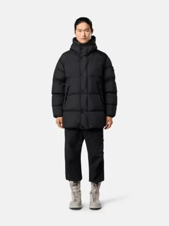 Kapuzenparka aus Daunen mit Windschutz