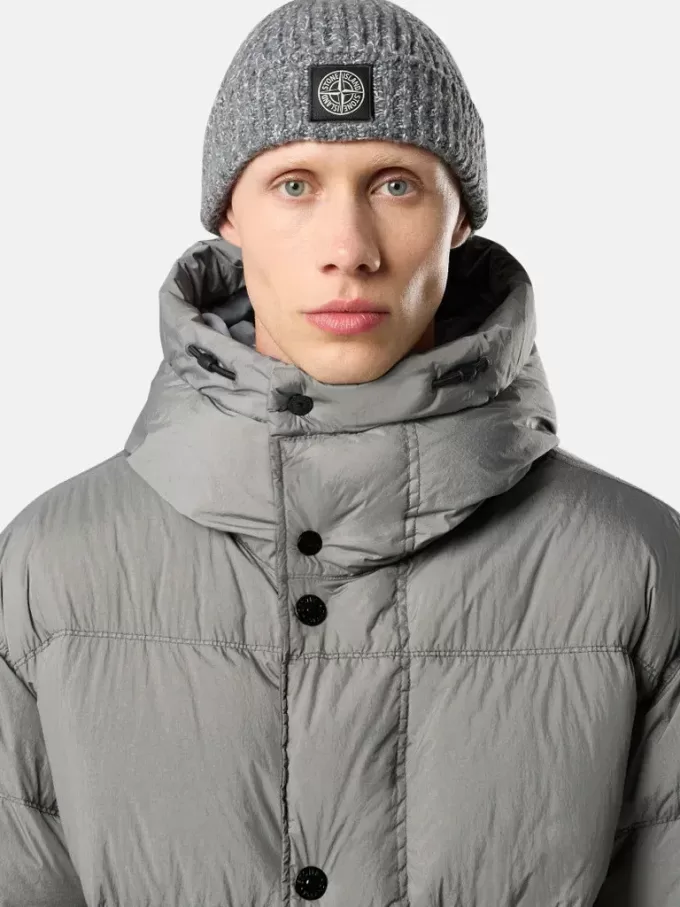Kapuzenparka aus Daunen mit Windschutz