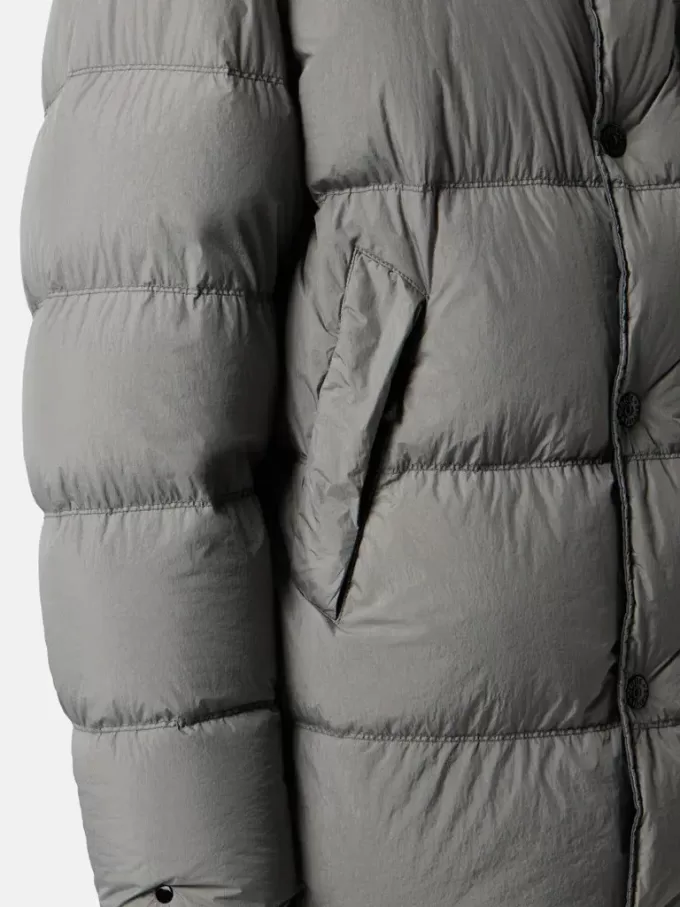 Kapuzenparka aus Daunen mit Windschutz