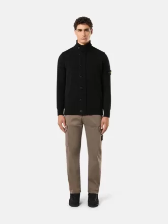 Knopfleiste-Pullover mit Filzbesatz