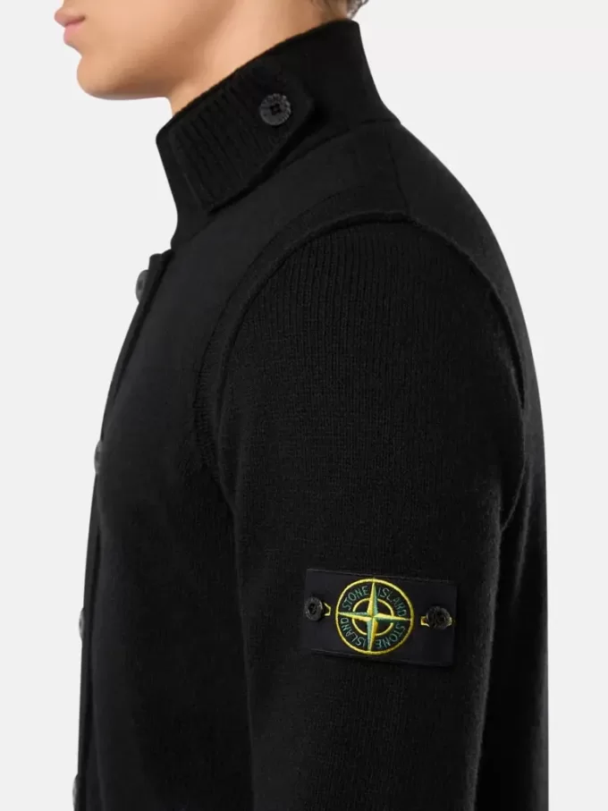 Knopfleiste-Pullover mit Filzbesatz