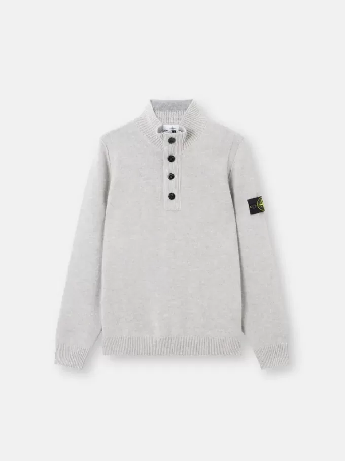 Pullover mit halbem Reißverschluss und Filzbesatz