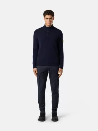 Pullover mit halbem Reißverschluss und Filzbesatz