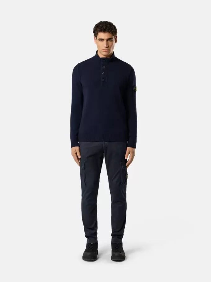 Pullover mit halbem Reißverschluss und Filzbesatz