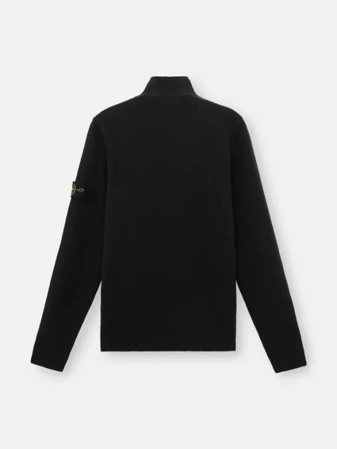 Pullover mit halbem Reißverschluss und Filzbesatz