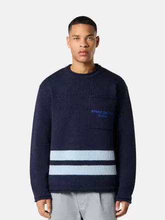 Pullover mit Rundhalsausschnitt, Brusttasche und Aufdruck