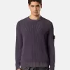 Pullover mit Rundhalsausschnitt, zweifarbigem Sprühmuster und Fischerrippen