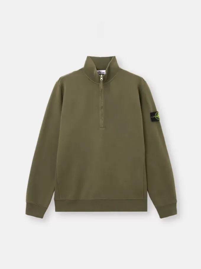Regular-Fit-Sweatshirt mit halbem Reißverschluss und gerippten Einsätzen