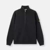 Regular-Fit-Sweatshirt mit halbem Reißverschluss und gerippten Einsätzen