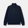Regular-Fit-Sweatshirt mit halbem Reißverschluss und gerippten Einsätzen