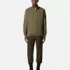 Regular-Fit-Sweatshirt mit halbem Reißverschluss und gerippten Einsätzen