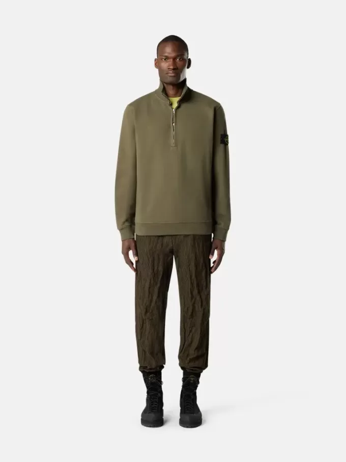 Regular-Fit-Sweatshirt mit halbem Reißverschluss und gerippten Einsätzen