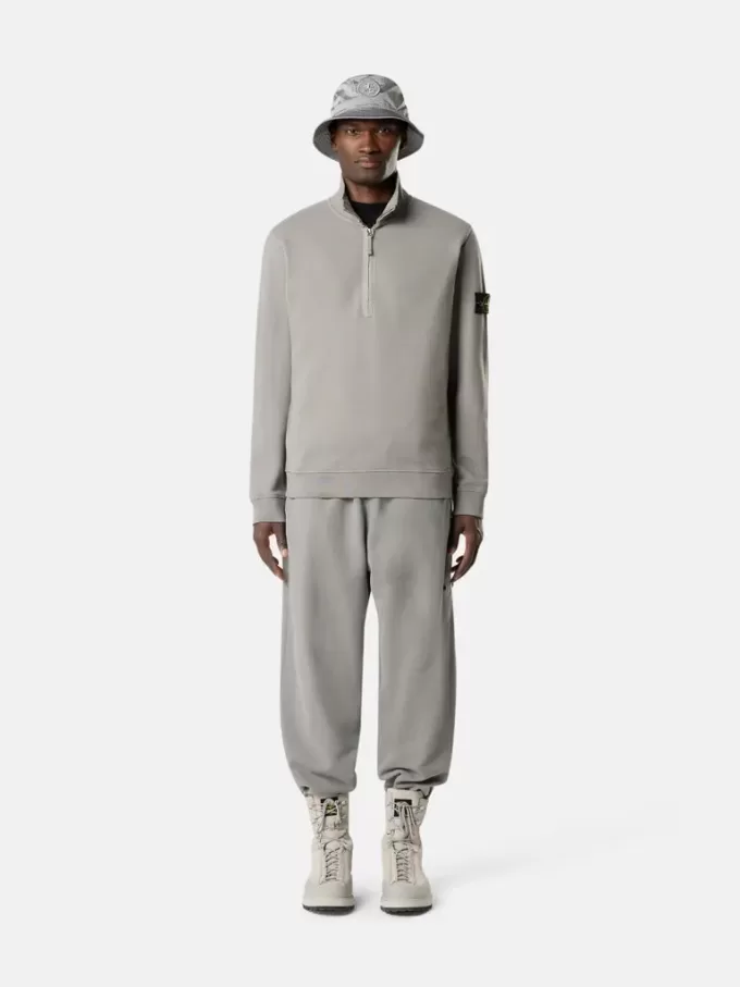 Regular-Fit-Sweatshirt mit halbem Reißverschluss und gerippten Einsätzen