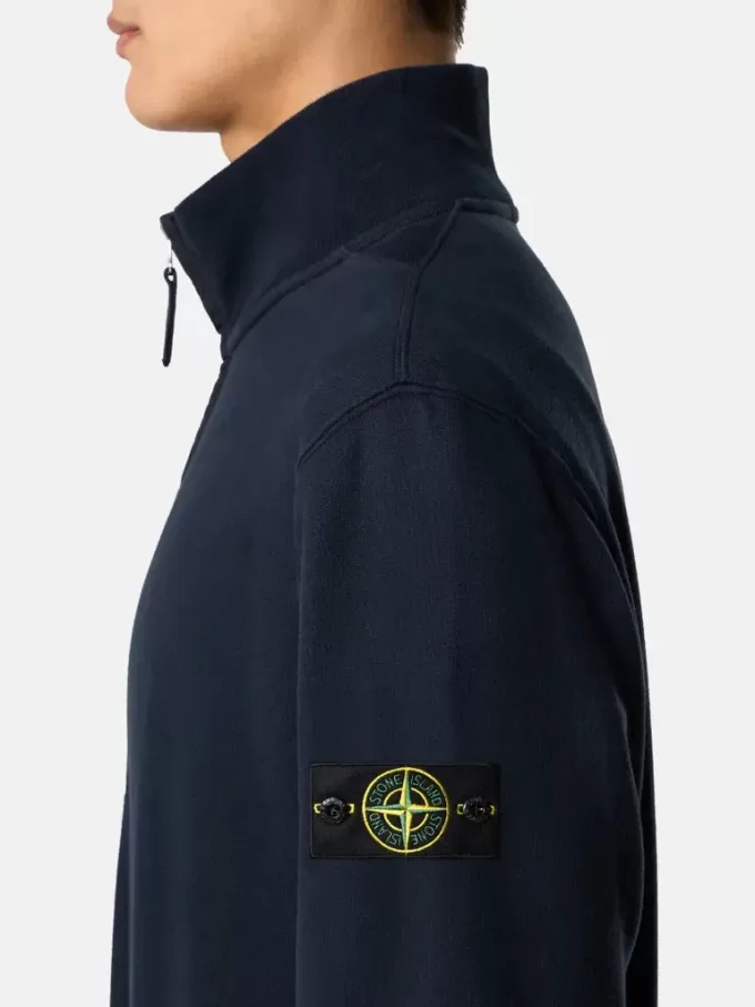 Regular-Fit-Sweatshirt mit halbem Reißverschluss und gerippten Einsätzen