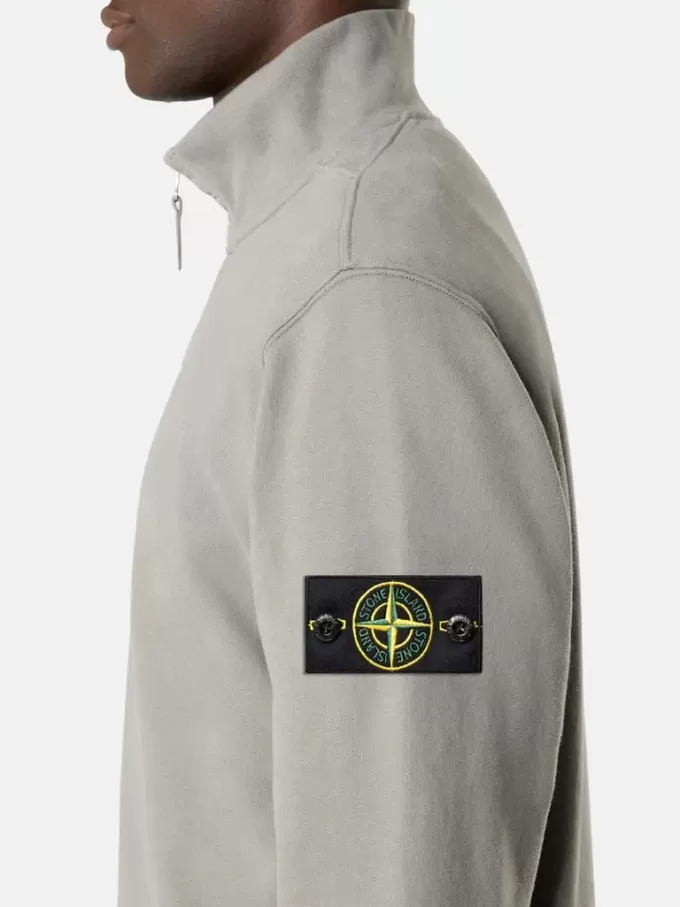 Regular-Fit-Sweatshirt mit halbem Reißverschluss und gerippten Einsätzen