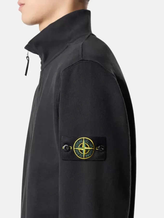 Regular-Fit-Sweatshirt mit halbem Reißverschluss und gerippten Einsätzen