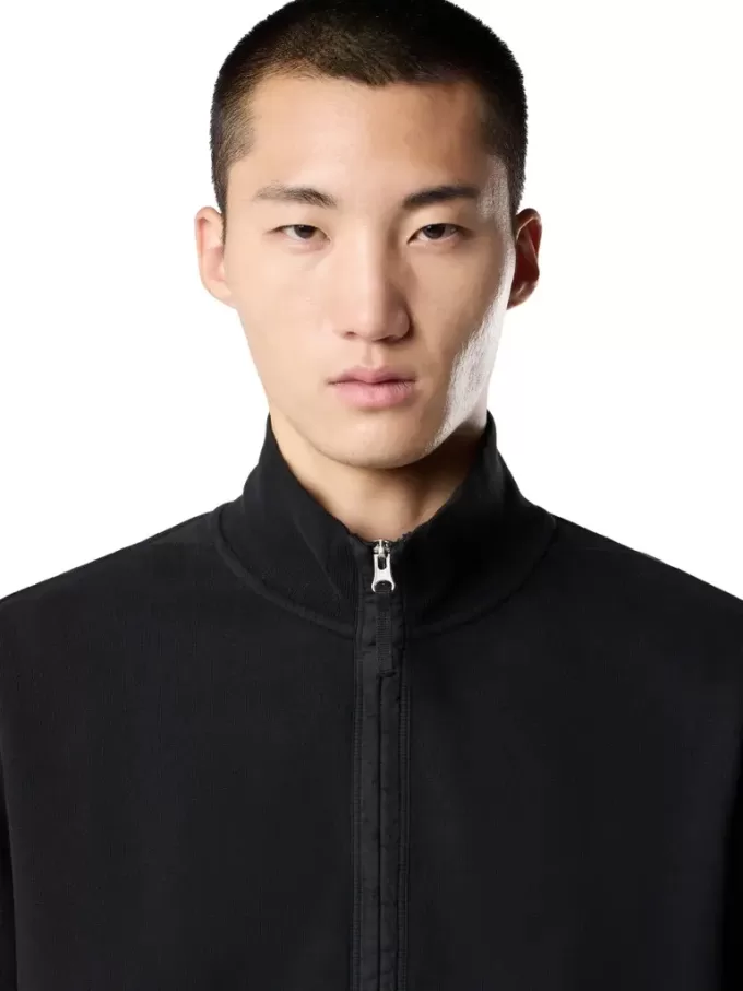 Regular-Fit-Sweatshirt mit halbem Reißverschluss und gerippten Einsätzen