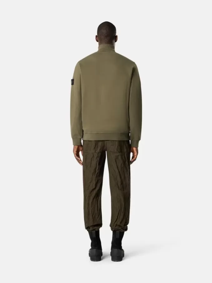 Regular-Fit-Sweatshirt mit halbem Reißverschluss und gerippten Einsätzen
