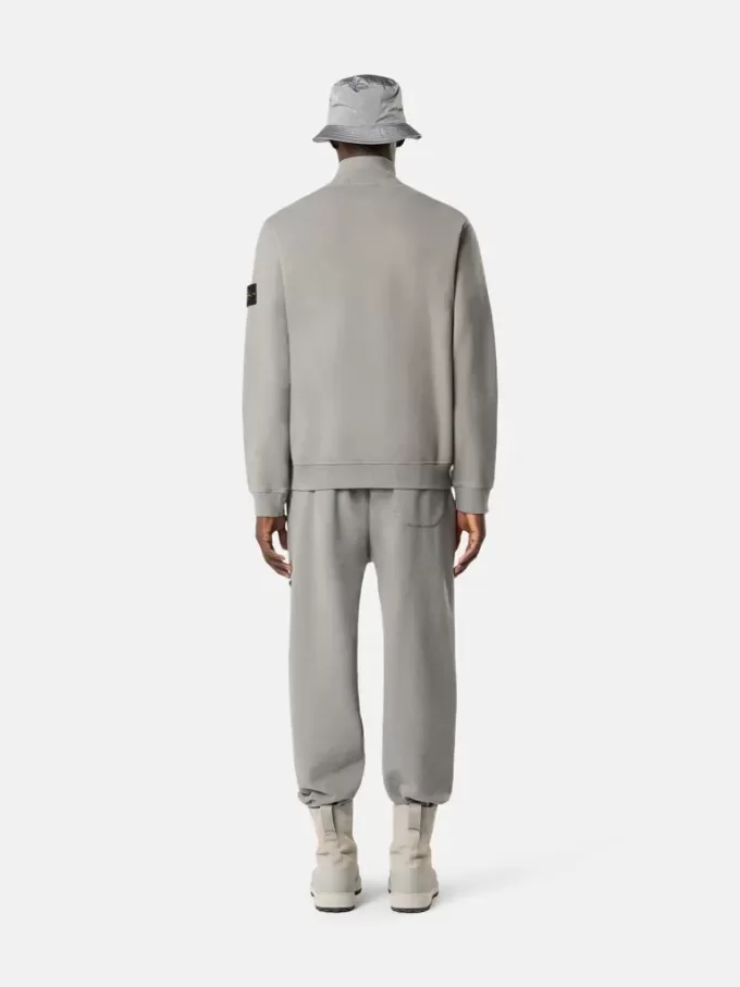 Regular-Fit-Sweatshirt mit halbem Reißverschluss und gerippten Einsätzen