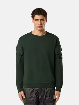 Regular-Fit-Sweatshirt mit Rundhalsausschnitt und Ärmeltaschen