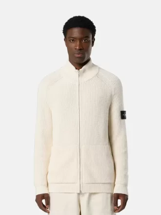 Reißverschluss-Pullover mit Taschen und Fischerrippenmuster