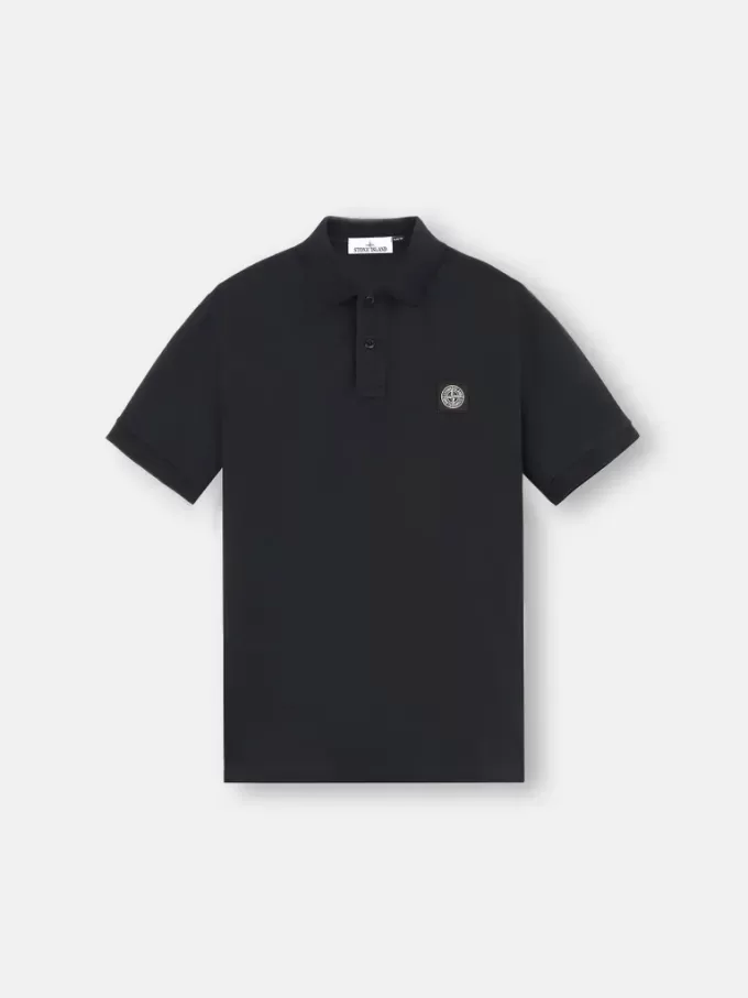 Schmal geschnittenes Kurzarm-Poloshirt mit Compass-Aufnäher