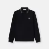 Schmal geschnittenes Langarm-Poloshirt mit Streifendetails