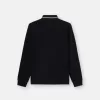 Schmal geschnittenes Langarm-Poloshirt mit Streifendetails