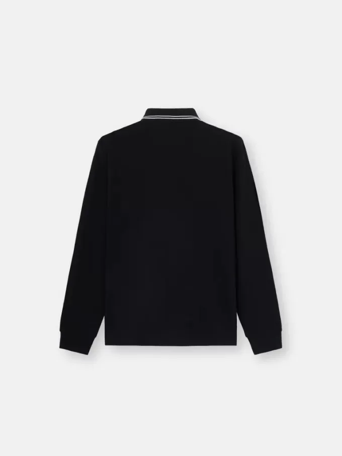 Schmal geschnittenes Langarm-Poloshirt mit Streifendetails