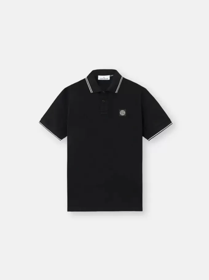 Slim-Fit-Kurzarm-Poloshirt mit gestreiften Details
