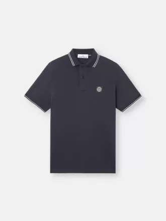 Slim-Fit-Kurzarm-Poloshirt mit gestreiften Details