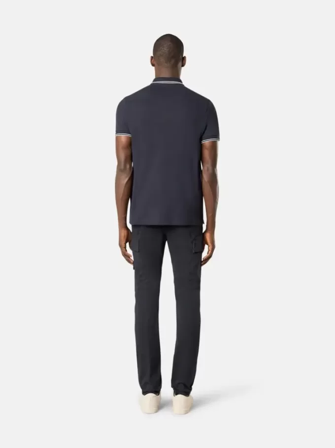 Slim-Fit-Kurzarm-Poloshirt mit gestreiften Details