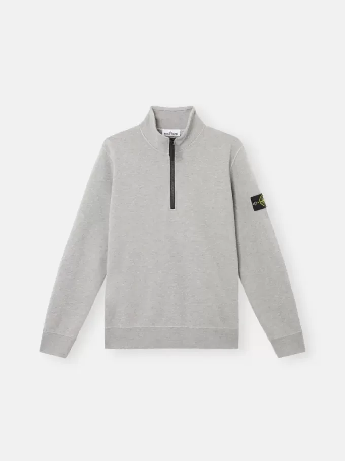 Sweatshirt mit halbem Reißverschluss und aufgesetzten Taschen