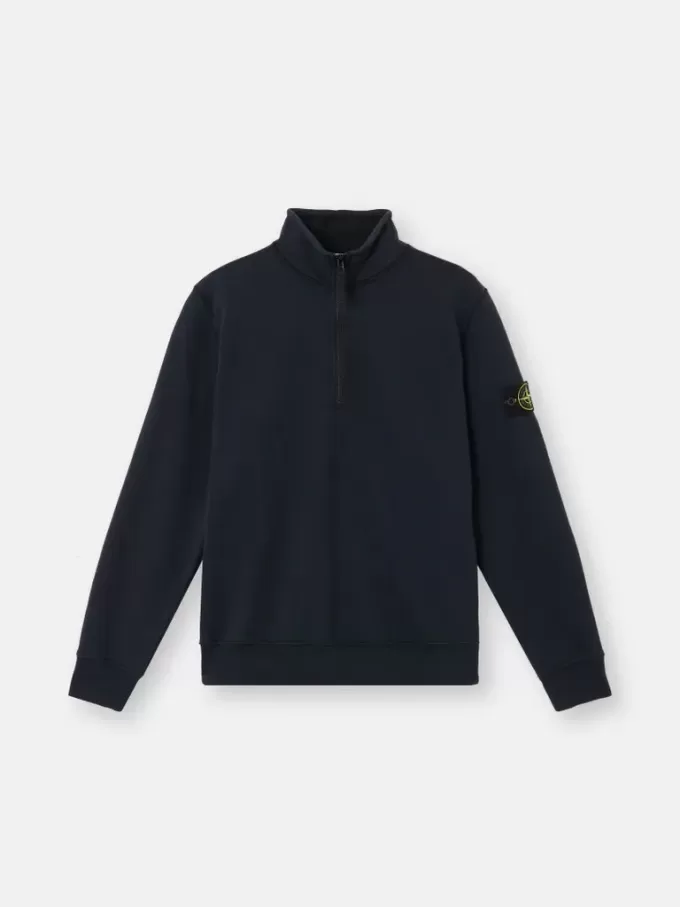 Sweatshirt mit halbem Reißverschluss und aufgesetzten Taschen