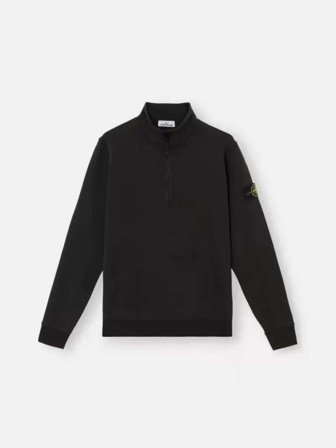 Sweatshirt mit halbem Reißverschluss und aufgesetzten Taschen