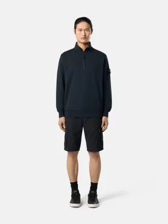 Sweatshirt mit halbem Reißverschluss und aufgesetzten Taschen