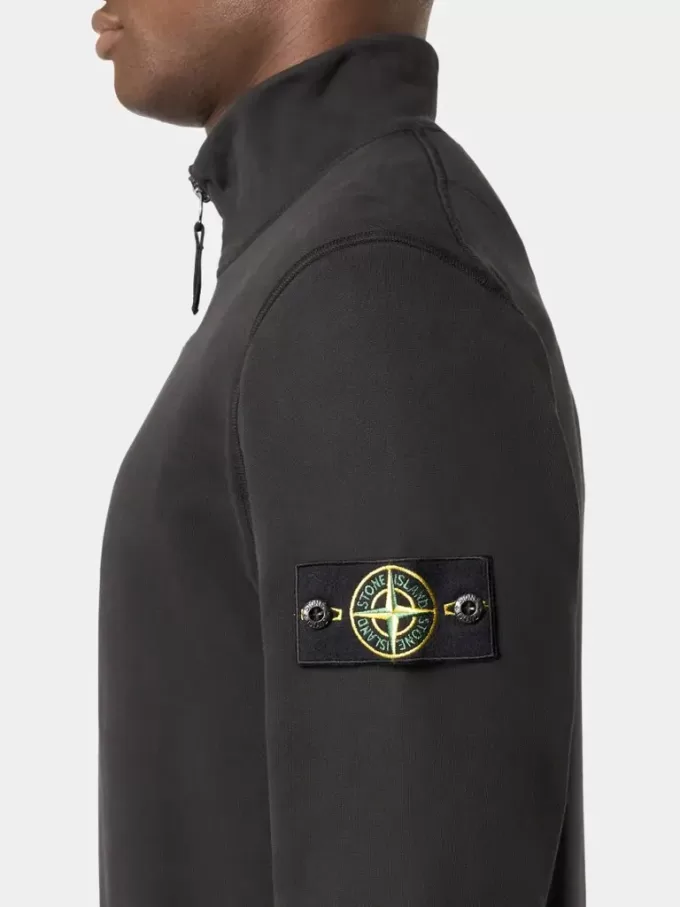 Sweatshirt mit halbem Reißverschluss und aufgesetzten Taschen