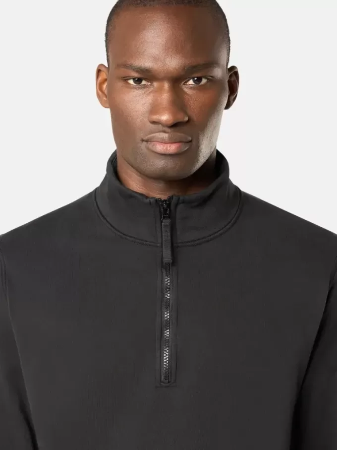 Sweatshirt mit halbem Reißverschluss und aufgesetzten Taschen