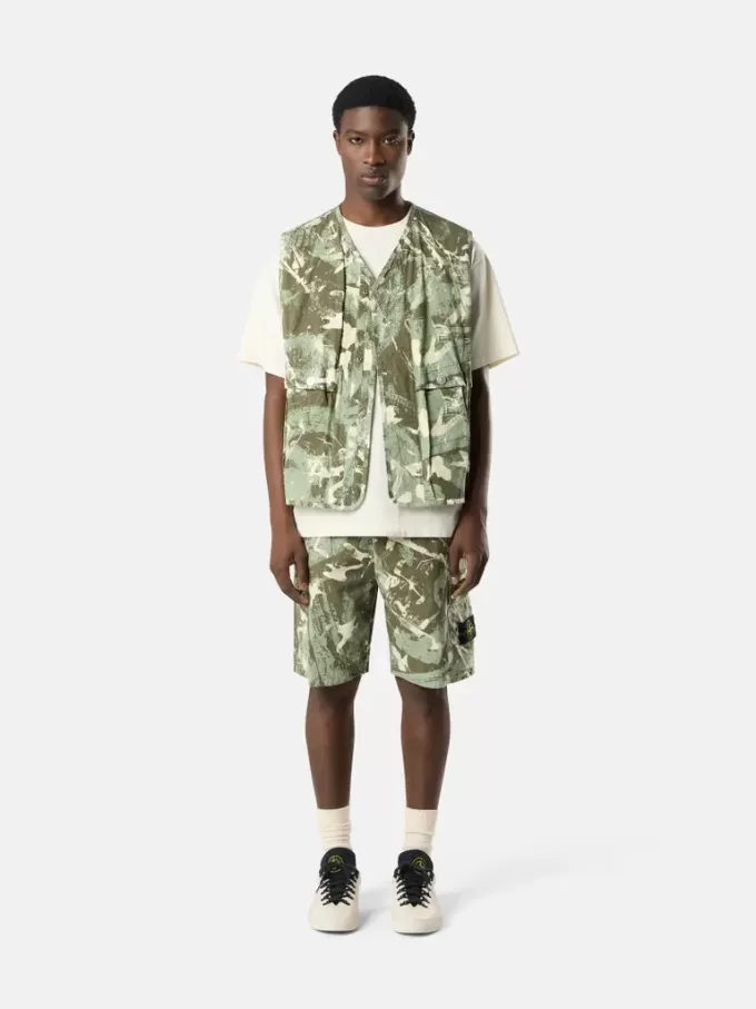 Weste mit Camouflage-Print und Futter aus Baumwoll-Ripstop