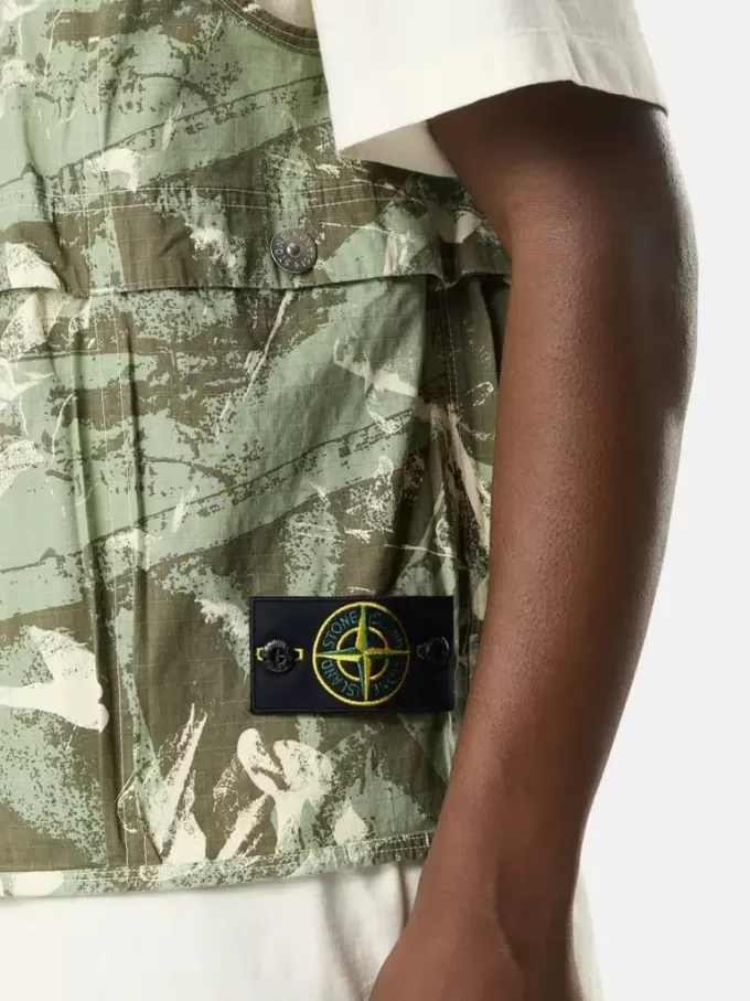 Weste mit Camouflage-Print und Futter aus Baumwoll-Ripstop