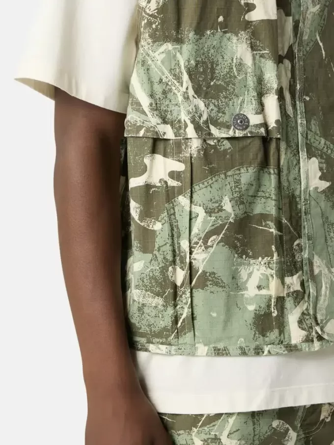 Weste mit Camouflage-Print und Futter aus Baumwoll-Ripstop